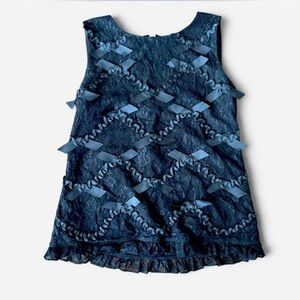 Ann Taylor Bow Top with ruffles and Ribbon Details size m